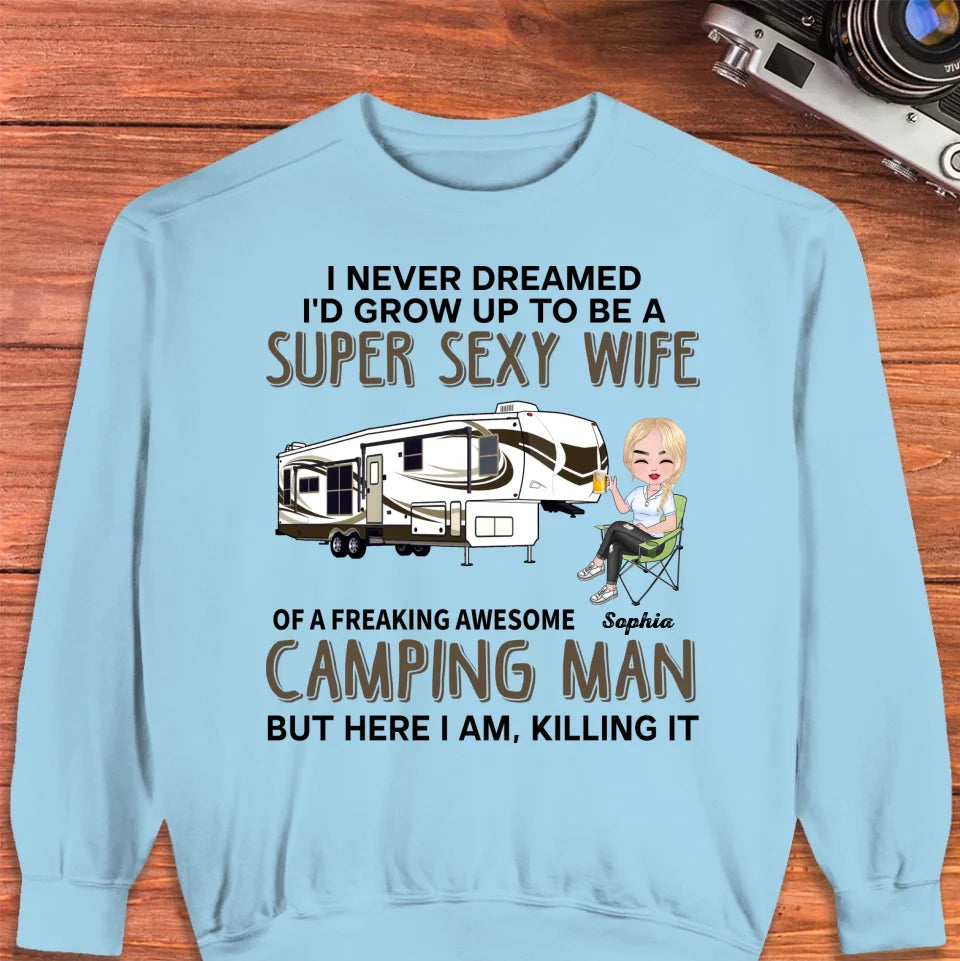 Super Sexy Wife Super Cool Husband Camping - Personalized Gifts For Couples - Unisex Sweater