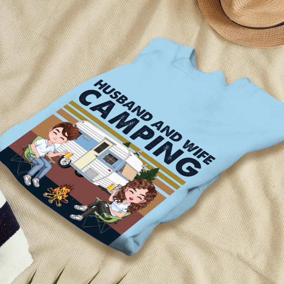 Husband And Wife Camping Partners For Life - Personalized Gifts For Couples - Unisex Sweater