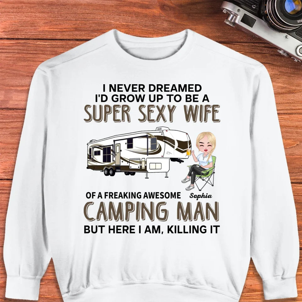 Super Sexy Wife Super Cool Husband Camping - Personalized Gifts For Couples - Unisex Sweater