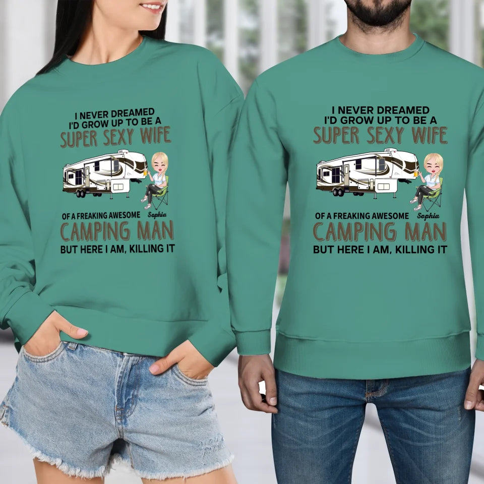 Super Sexy Wife Super Cool Husband Camping - Personalized Gifts For Couples - Unisex Sweater