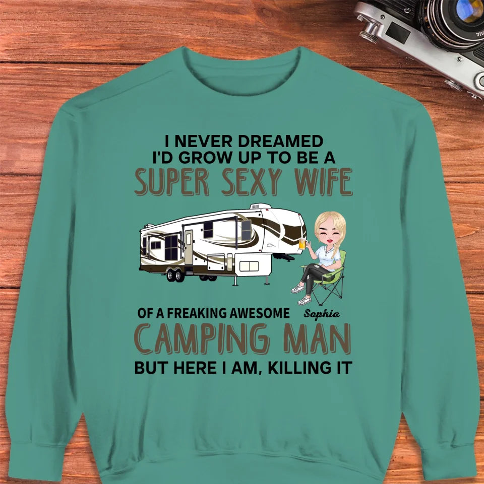 Super Sexy Wife Super Cool Husband Camping - Personalized Gifts For Couples - Unisex Sweater