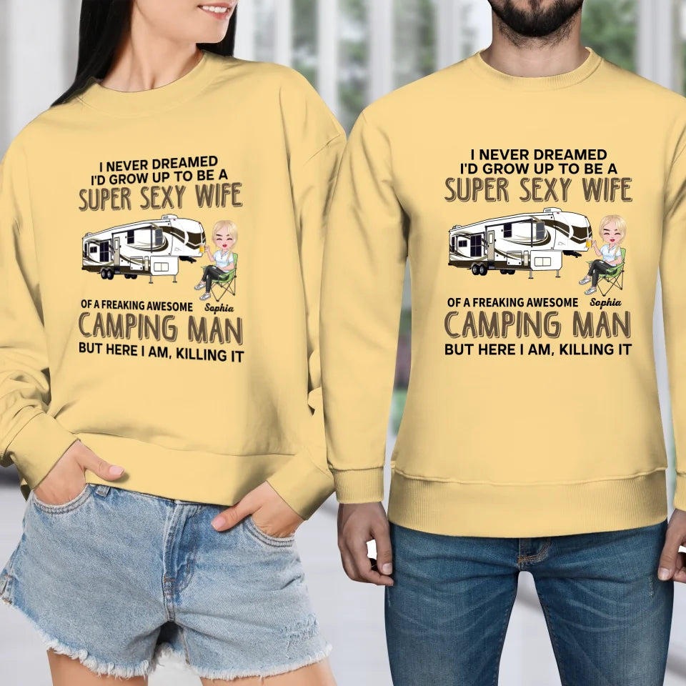 Super Sexy Wife Super Cool Husband Camping - Personalized Gifts For Couples - Unisex Sweater