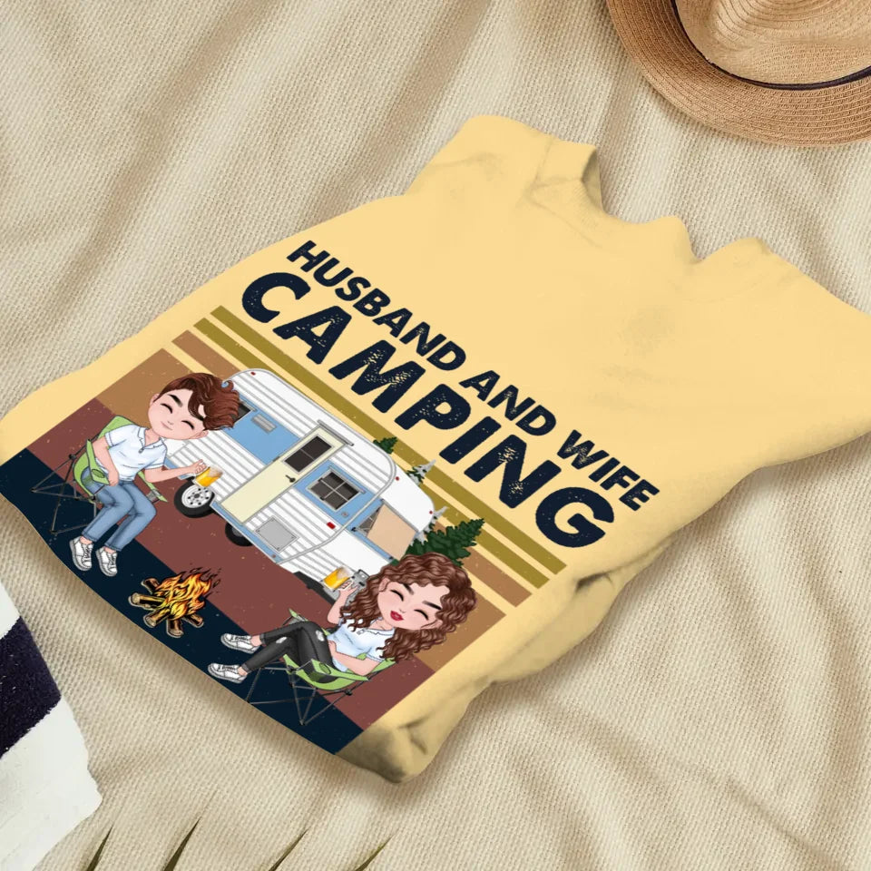 Husband And Wife Camping Partners For Life - Personalized Gifts For Couples - Unisex Sweater