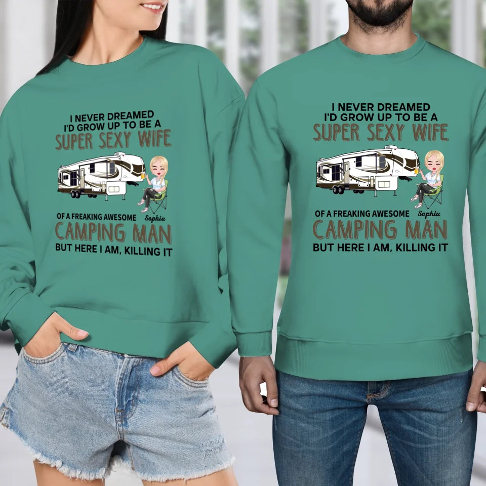 Super Sexy Wife Super Cool Husband Camping - Personalized Gifts For Couples - Unisex Sweater