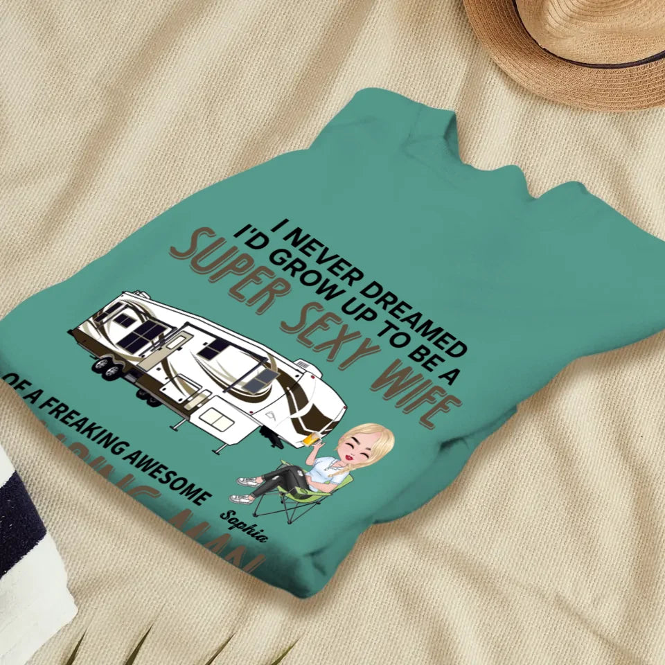 Super Sexy Wife Super Cool Husband Camping - Personalized Gifts For Couples - Unisex Sweater