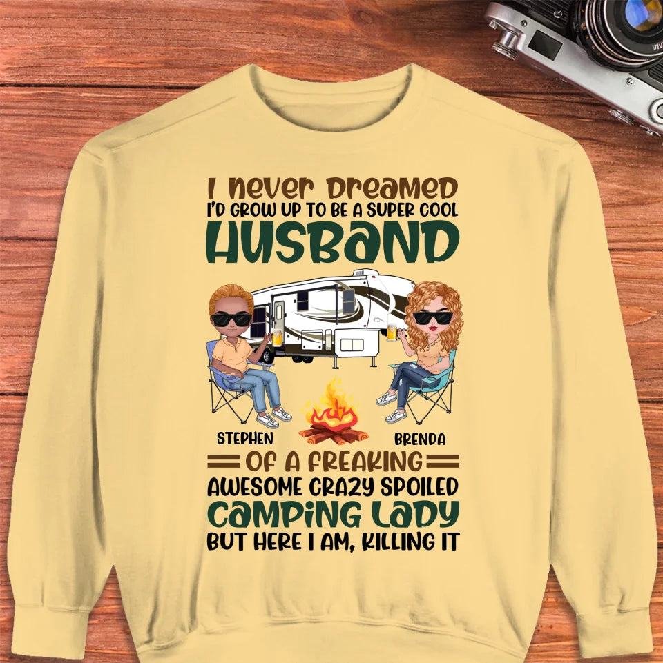 Her Crazy Camper Husband: Surprisingly Crushing It - Personalized Gifts For Couples - Unisex Sweater