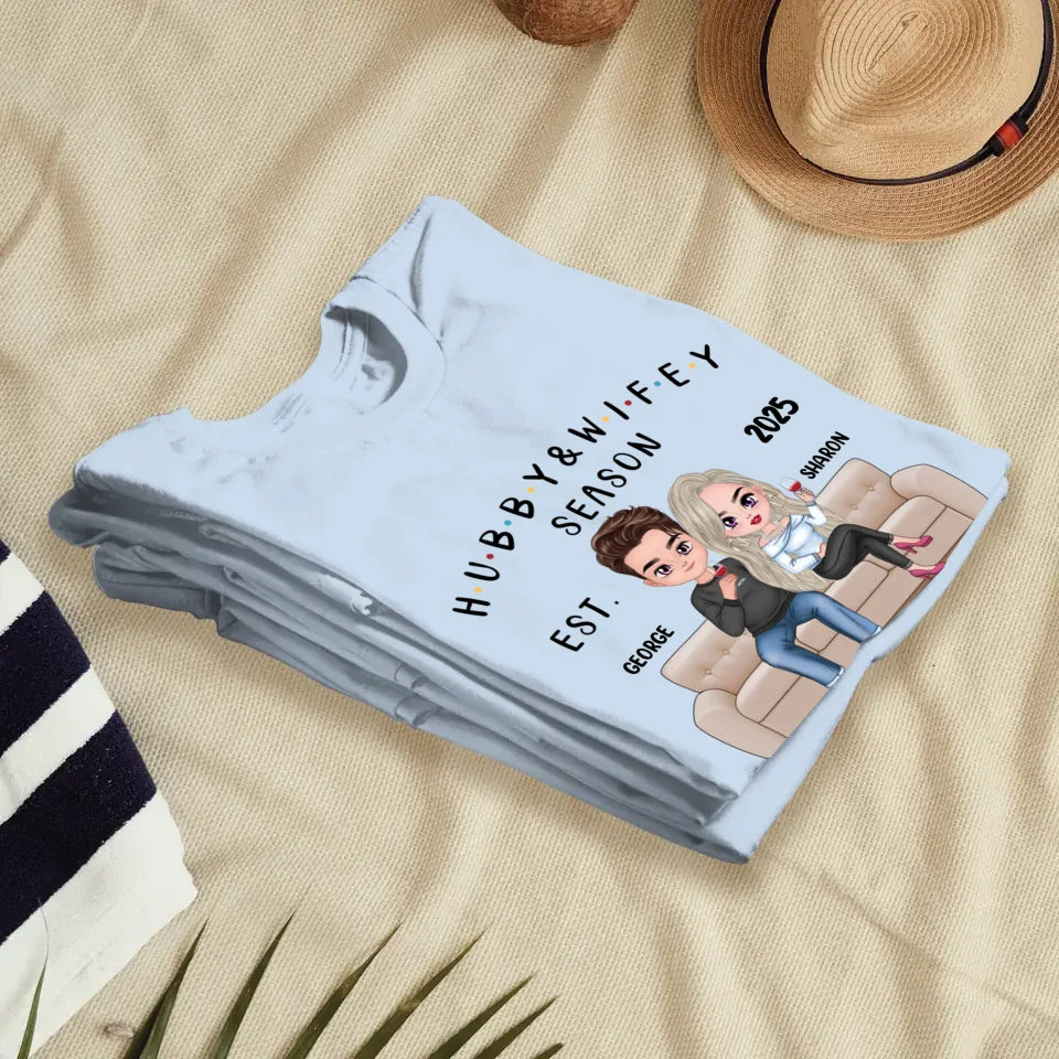 Living The Hubby & Wifey Season Life - Personalized Gifts For Couples - Unisex T-Shirt