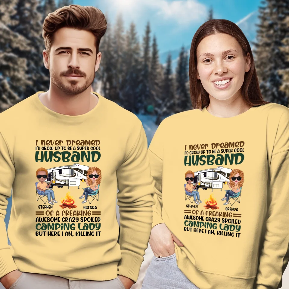 Her Crazy Camper Husband: Surprisingly Crushing It - Personalized Gifts For Couples - Unisex Sweater