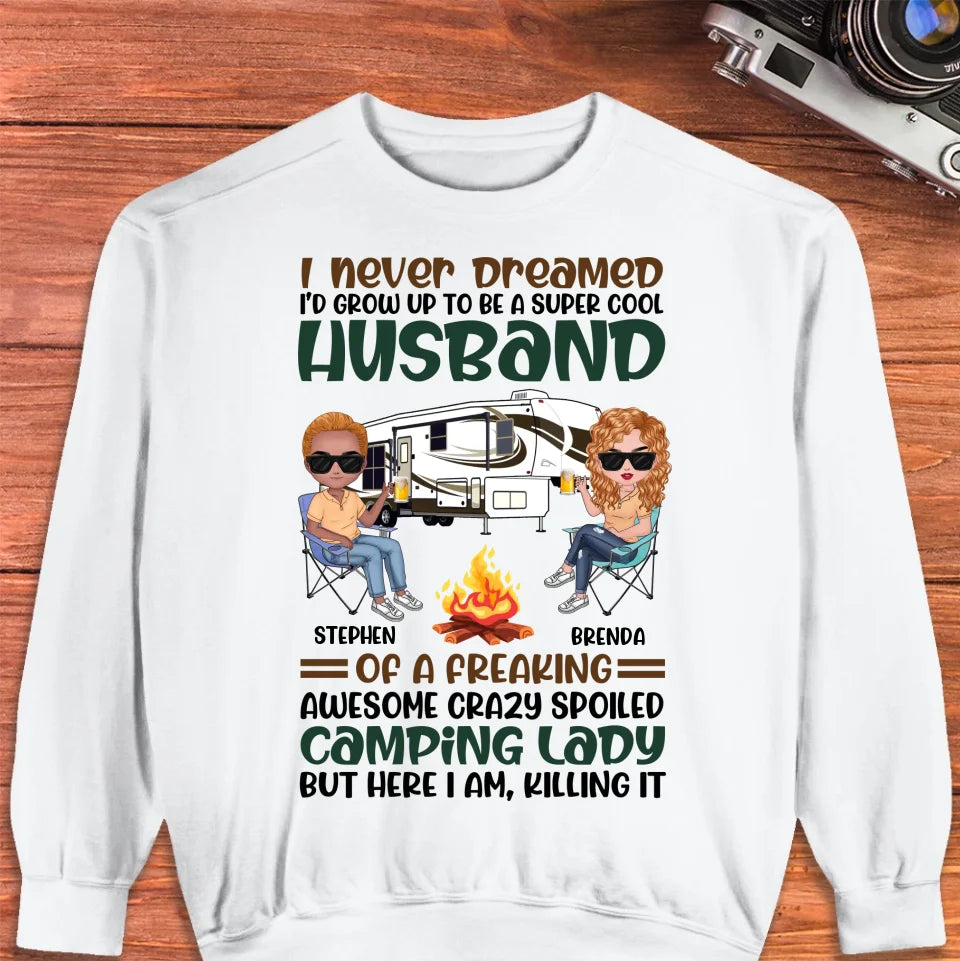 Her Crazy Camper Husband: Surprisingly Crushing It - Personalized Gifts For Couples - Unisex Sweater