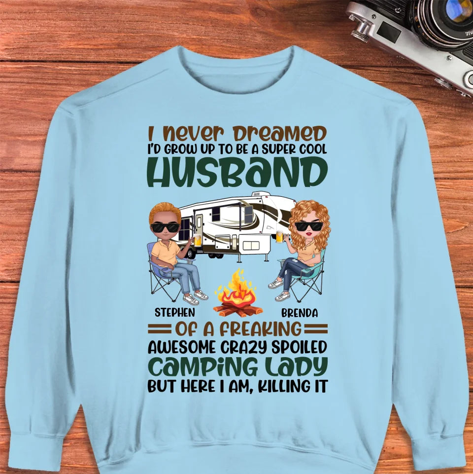 Her Crazy Camper Husband: Surprisingly Crushing It - Personalized Gifts For Couples - Unisex Sweater