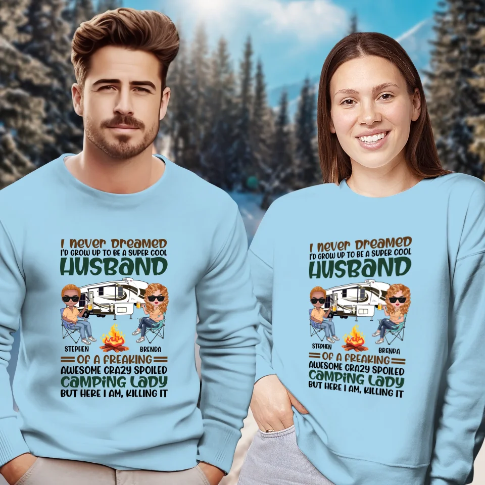 Her Crazy Camper Husband: Surprisingly Crushing It - Personalized Gifts For Couples - Unisex Sweater