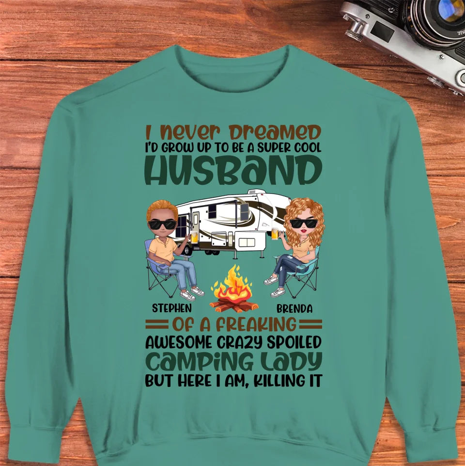 Her Crazy Camper Husband: Surprisingly Crushing It - Personalized Gifts For Couples - Unisex Sweater