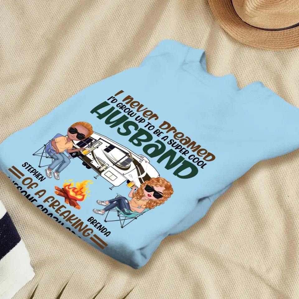 Her Crazy Camper Husband: Surprisingly Crushing It - Personalized Gifts For Couples - Unisex Sweater