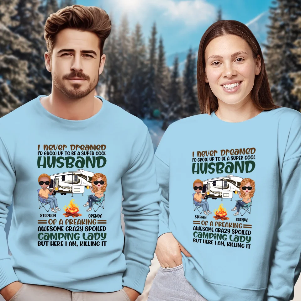 Her Crazy Camper Husband: Surprisingly Crushing It - Personalized Gifts For Couples - Unisex Sweater