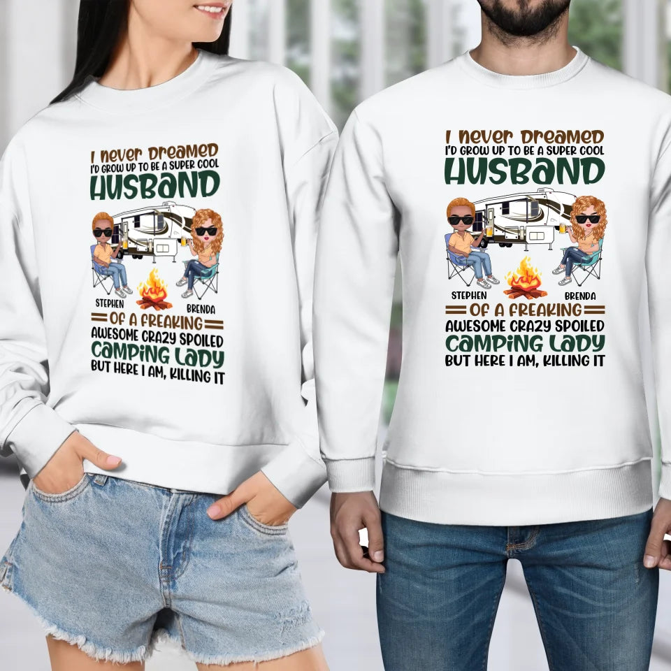 Her Crazy Camper Husband: Surprisingly Crushing It - Personalized Gifts For Couples - Unisex Sweater