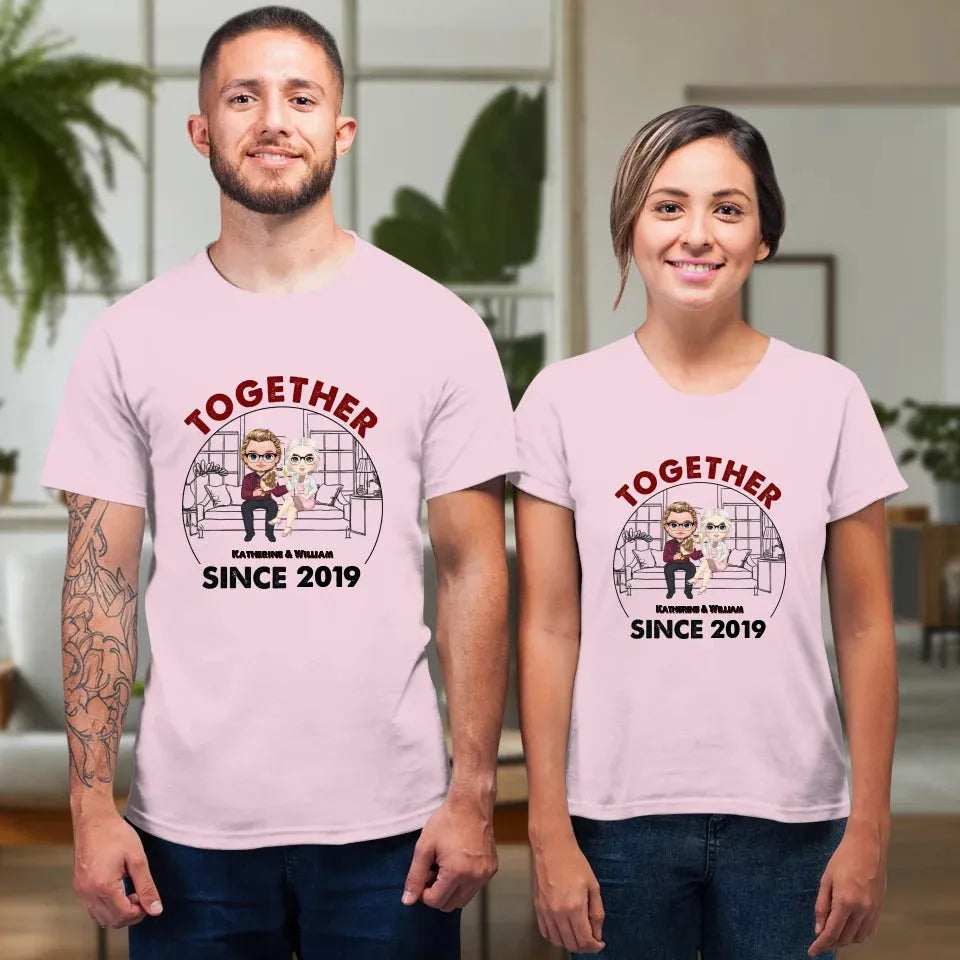 Couple Chibi Together Since - Personalized Gifts For Couples - Unisex T-Shirt