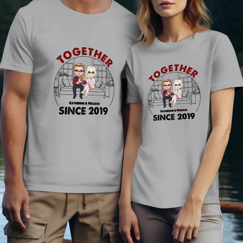 Couple Chibi Together Since - Personalized Gifts For Couples - Unisex T-Shirt