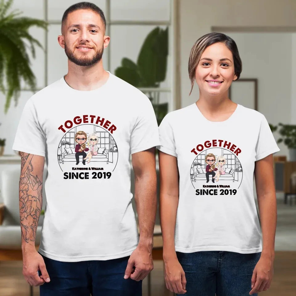 Couple Chibi Together Since - Personalized Gifts For Couples - Unisex T-Shirt