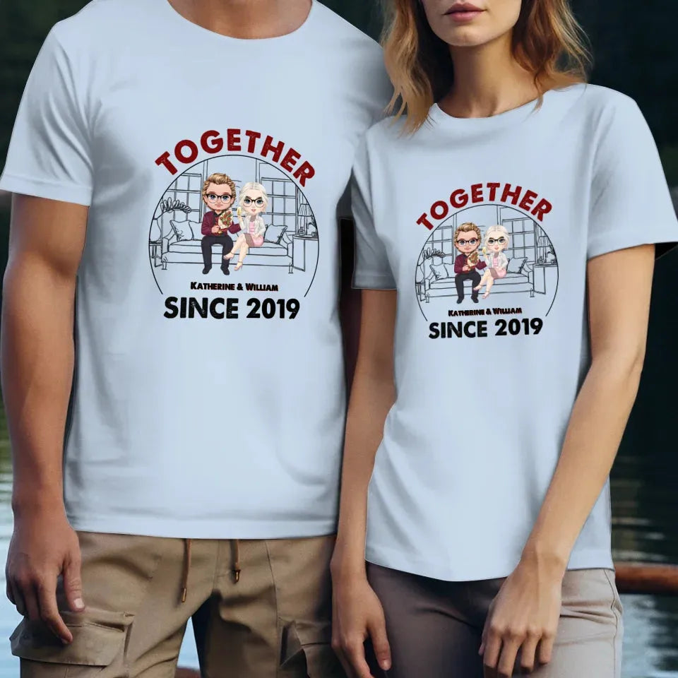 Couple Chibi Together Since - Personalized Gifts For Couples - Unisex T-Shirt