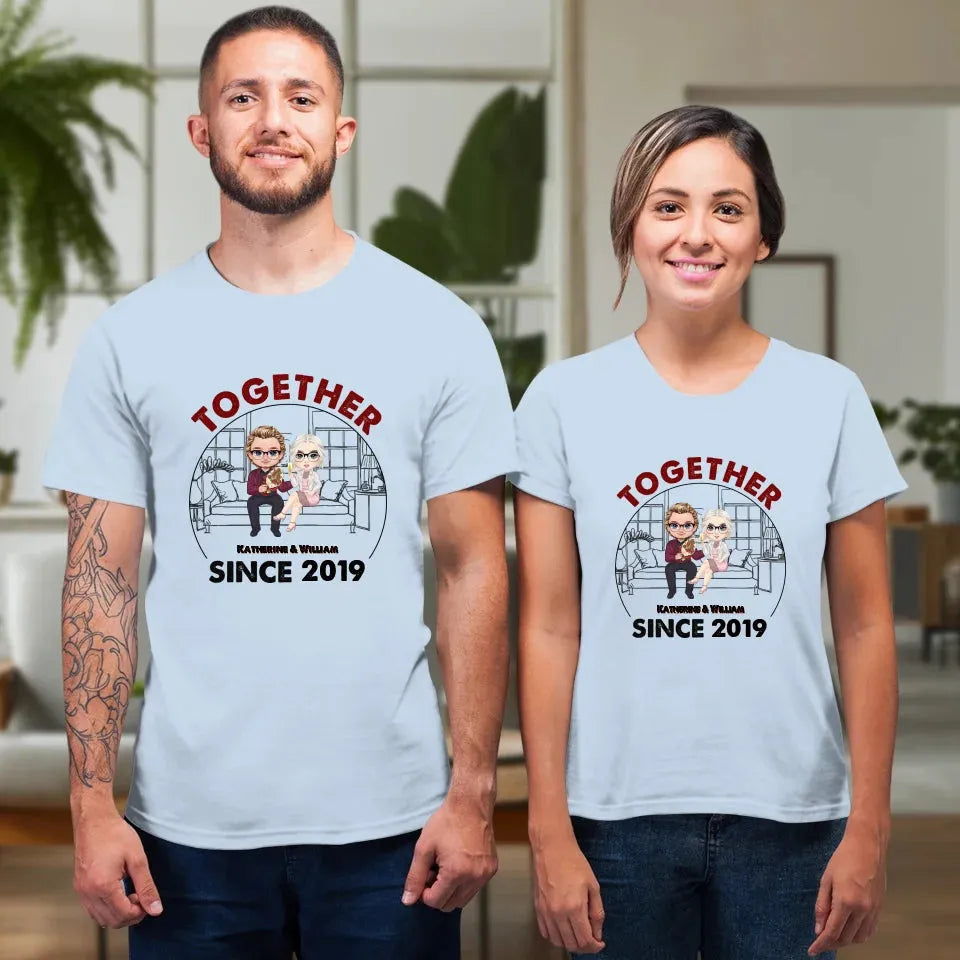 Couple Chibi Together Since - Personalized Gifts For Couples - Unisex T-Shirt