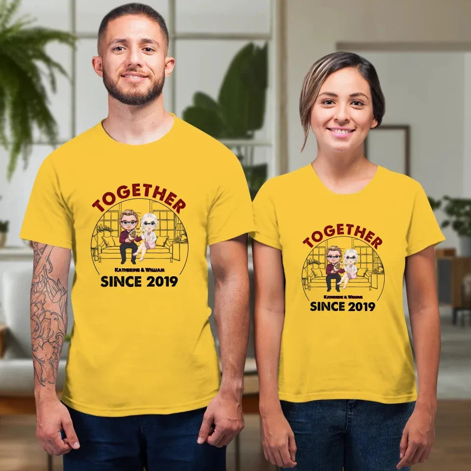 Couple Chibi Together Since - Personalized Gifts For Couples - Unisex T-Shirt