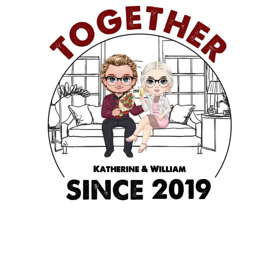 Couple Chibi Together Since - Personalized Gifts For Couples - Unisex T-Shirt