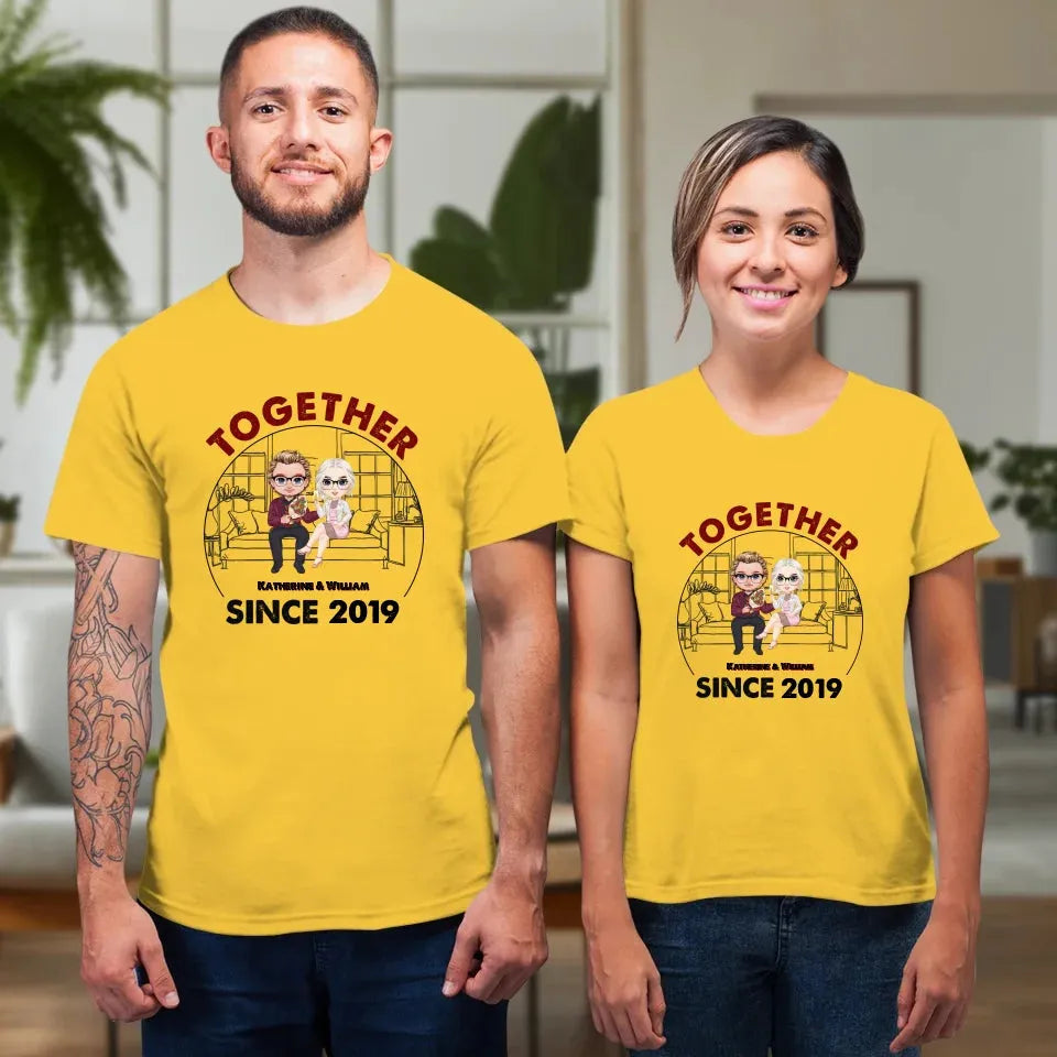 Couple Chibi Together Since - Personalized Gifts For Couples - Unisex T-Shirt