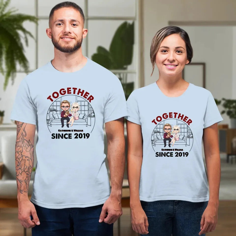 Couple Chibi Together Since - Personalized Gifts For Couples - Unisex T-Shirt