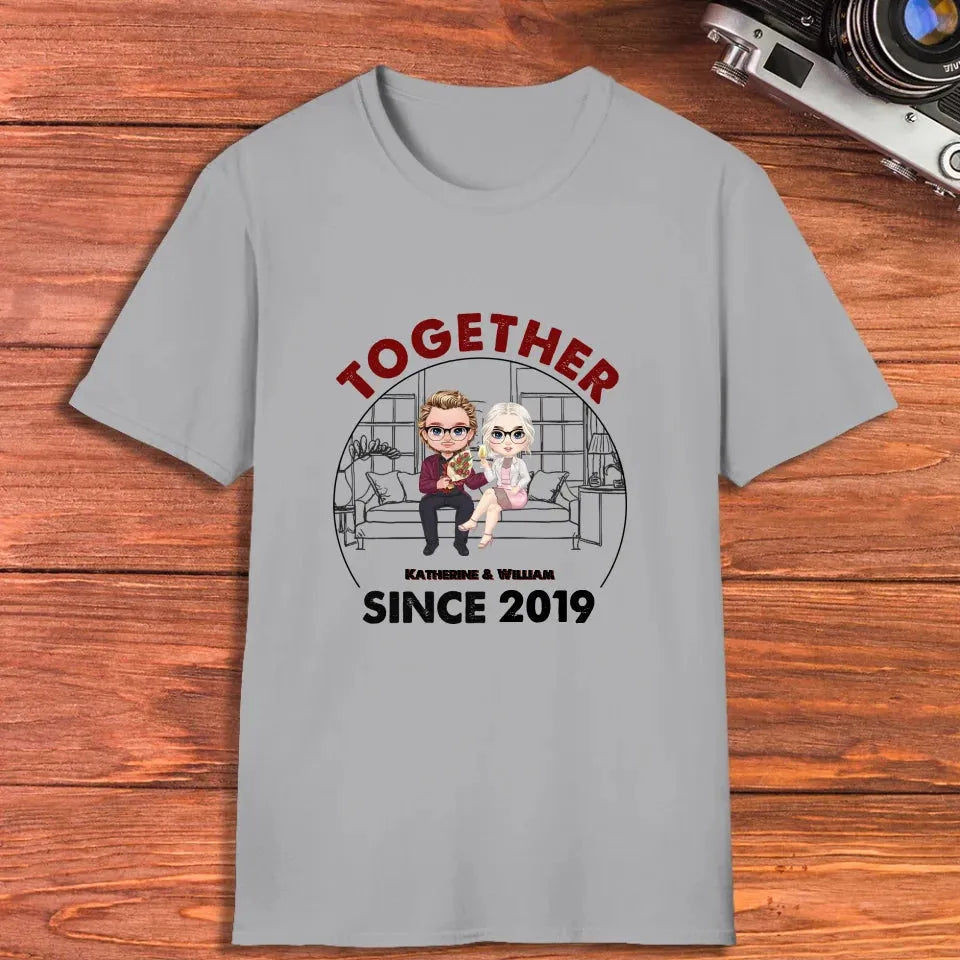 Couple Chibi Together Since - Personalized Gifts For Couples - Unisex T-Shirt