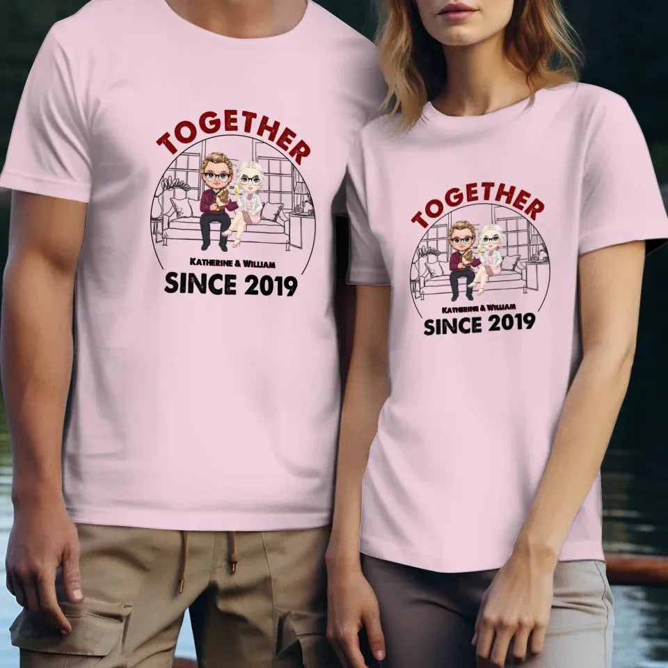 Couple Chibi Together Since - Personalized Gifts For Couples - Unisex T-Shirt