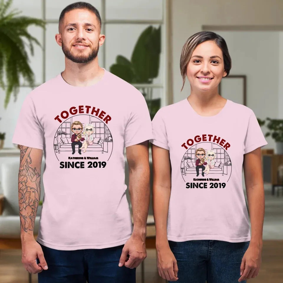 Couple Chibi Together Since - Personalized Gifts For Couples - Unisex T-Shirt