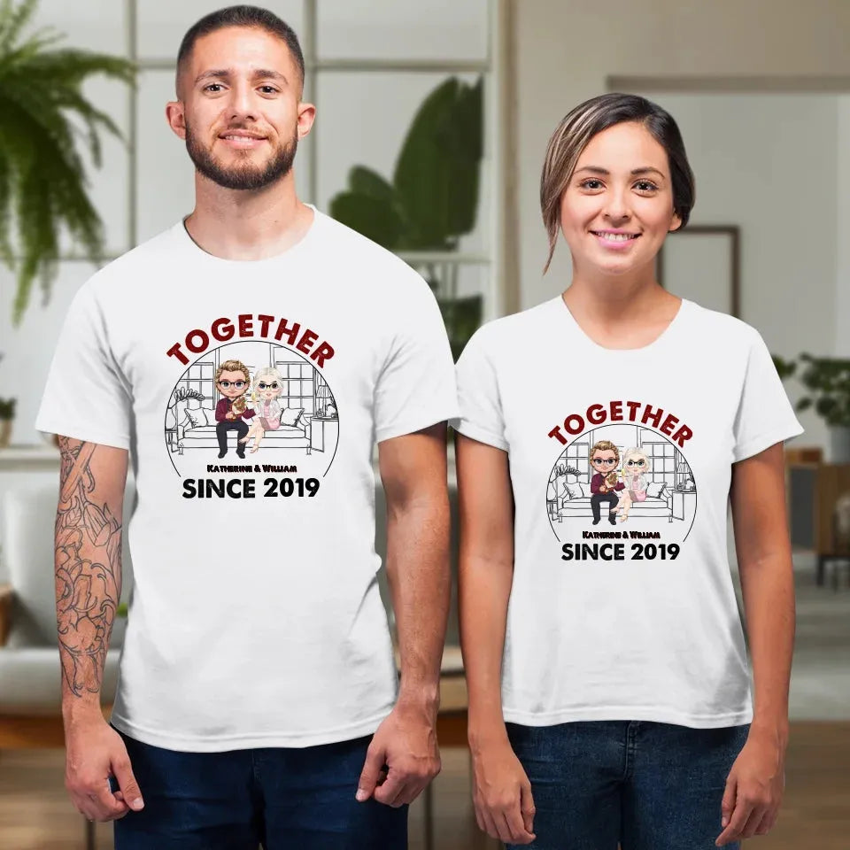 Couple Chibi Together Since - Personalized Gifts For Couples - Unisex T-Shirt