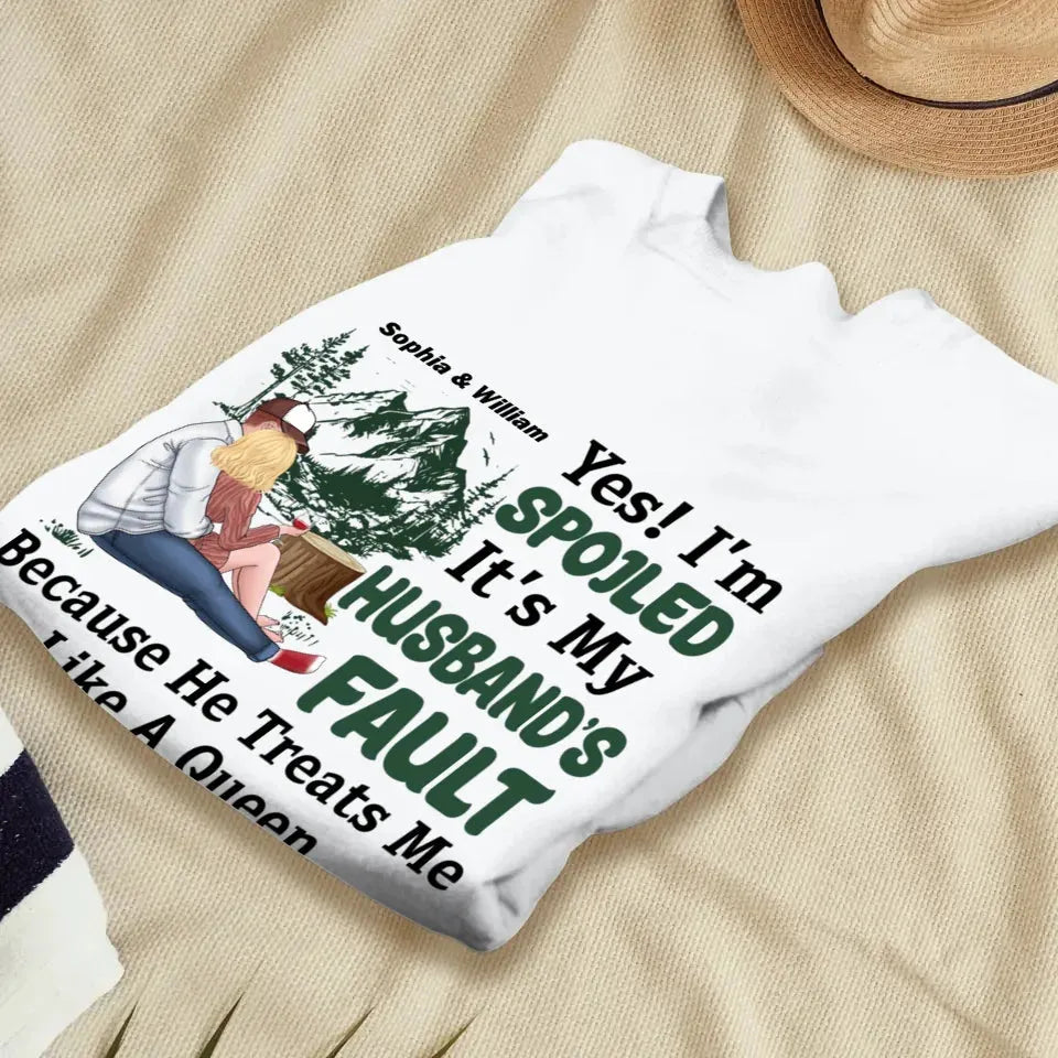 Pampering: Each Blames The Other For Being Lovingly Spoiled - Personalized Gifts For Couples - Unisex Sweater