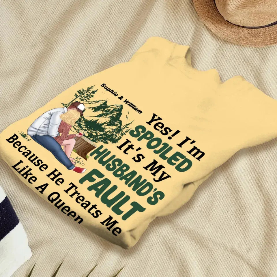 Pampering: Each Blames The Other For Being Lovingly Spoiled - Personalized Gifts For Couples - Unisex Sweater