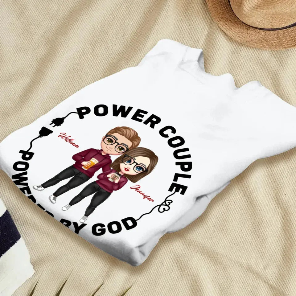 Power Couple. Powered By God - Personalized Gifts For Couples - Unisex Sweater