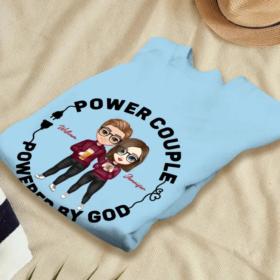 Power Couple. Powered By God - Personalized Gifts For Couples - Unisex Sweater