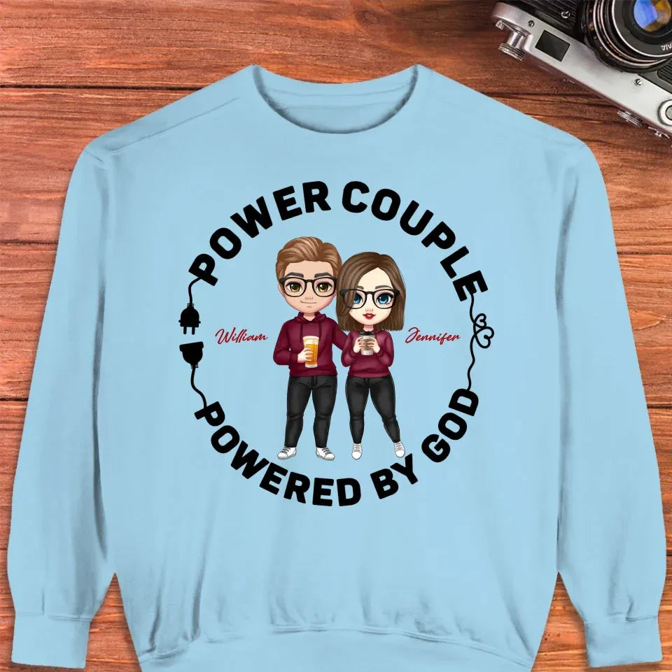 Power Couple. Powered By God - Personalized Gifts For Couples - Unisex Sweater