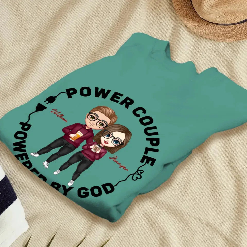 Power Couple. Powered By God - Personalized Gifts For Couples - Unisex Sweater