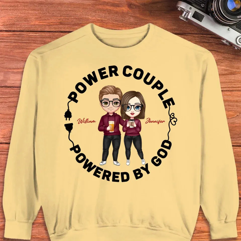 Power Couple. Powered By God - Personalized Gifts For Couples - Unisex Sweater