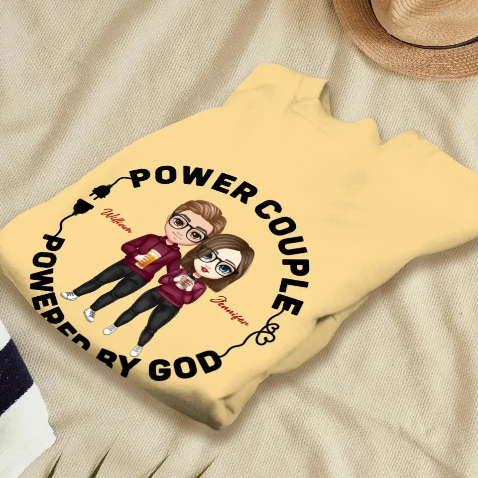 Power Couple. Powered By God - Personalized Gifts For Couples - Unisex Sweater