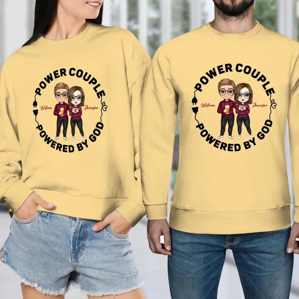 Power Couple. Powered By God - Personalized Gifts For Couples - Unisex Sweater