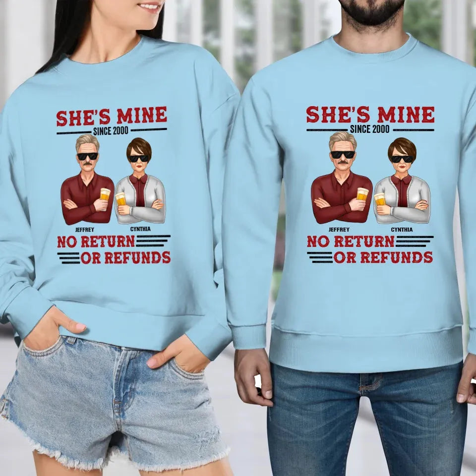 She's Mine. No Return Or Refunds - Personalized Gifts For Couples - Unisex Sweater