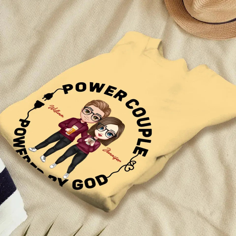 Power Couple. Powered By God - Personalized Gifts For Couples - Unisex Sweater