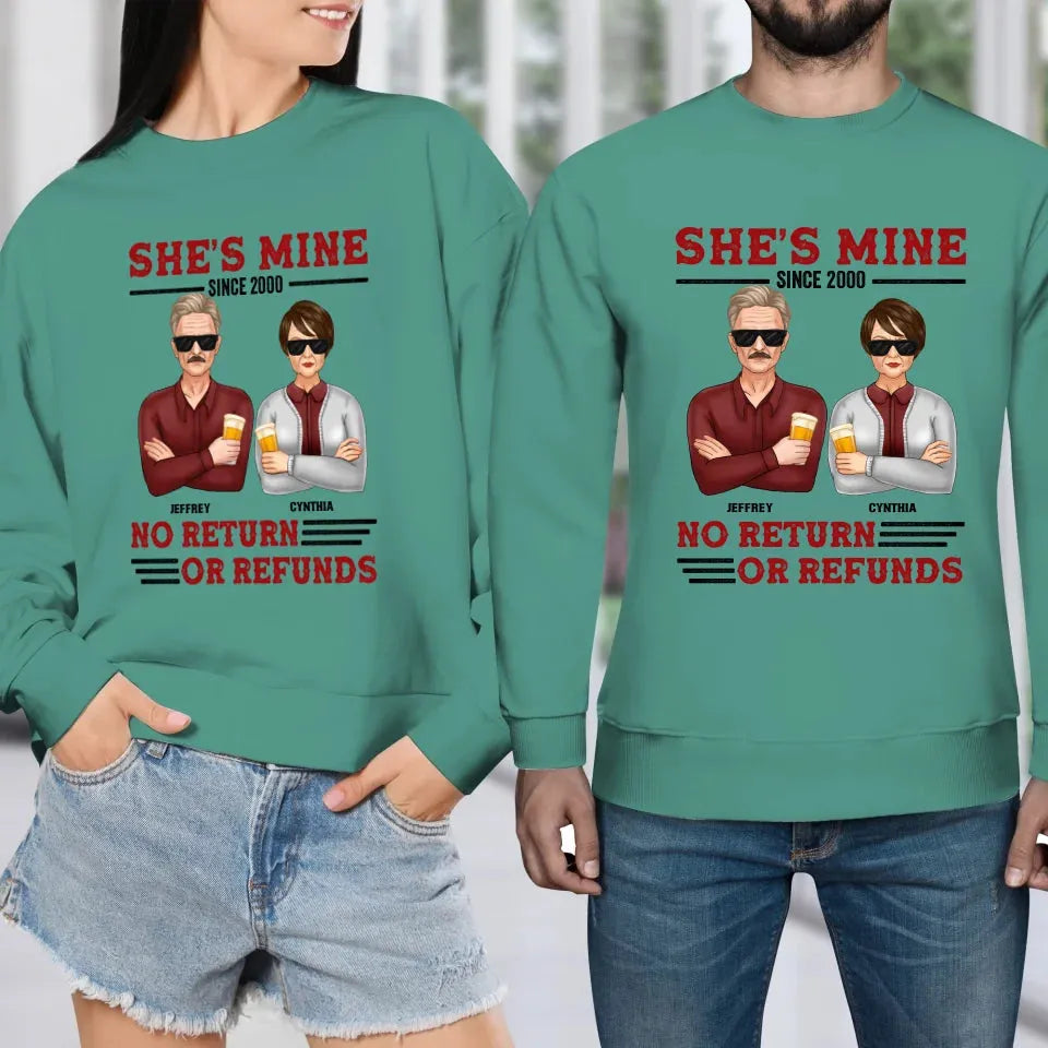 She's Mine. No Return Or Refunds - Personalized Gifts For Couples - Unisex Sweater