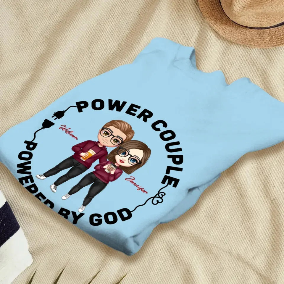 Power Couple. Powered By God - Personalized Gifts For Couples - Unisex Sweater