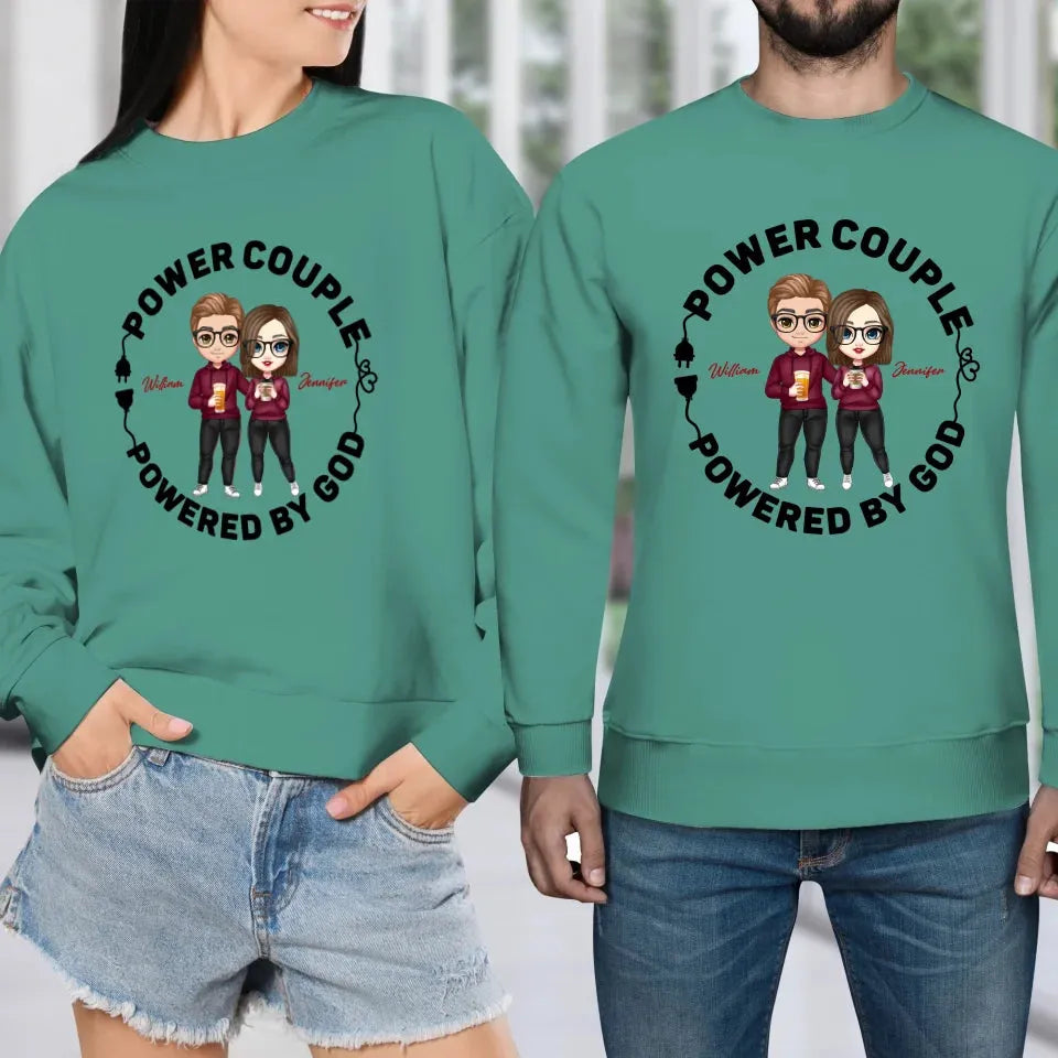 Power Couple. Powered By God - Personalized Gifts For Couples - Unisex Sweater