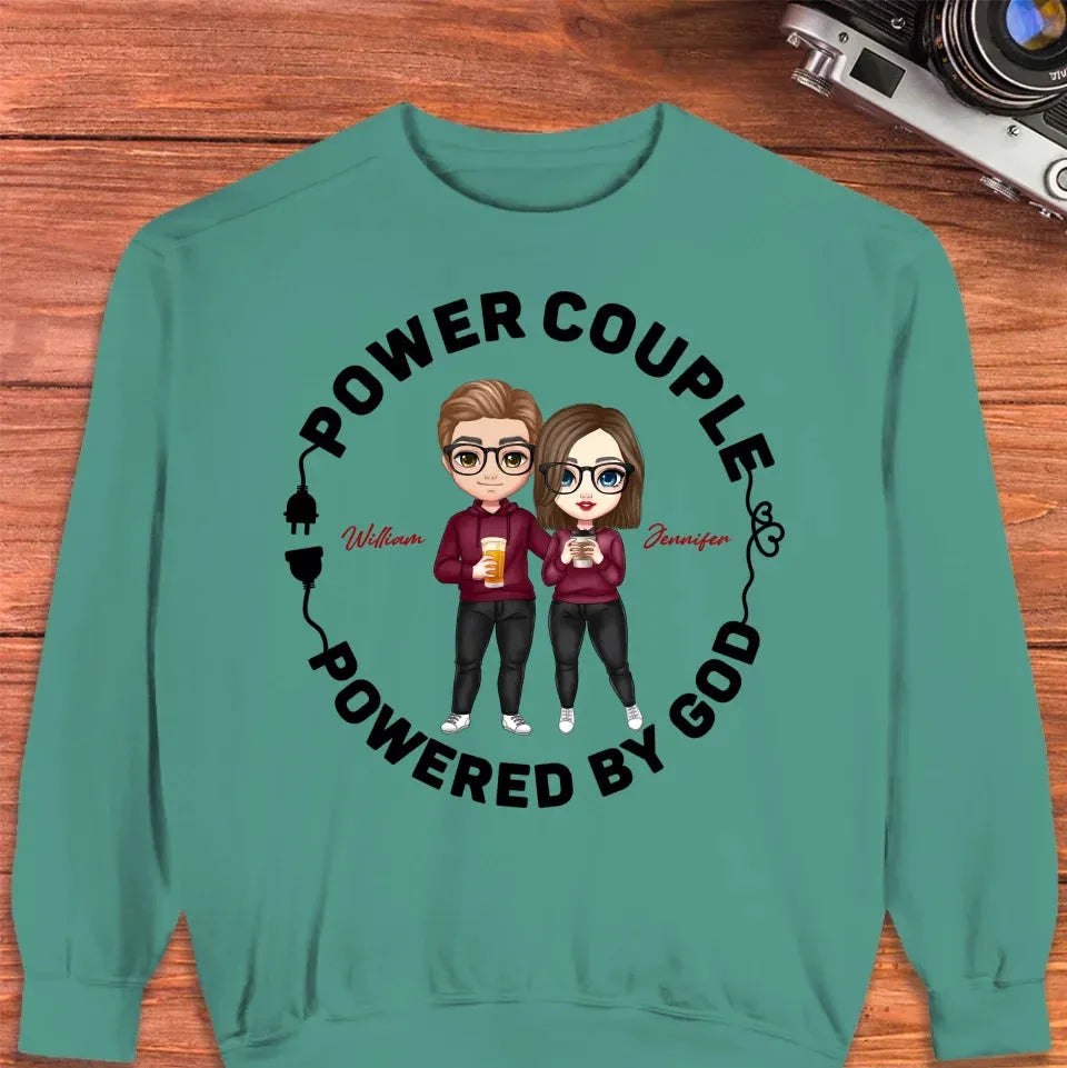 Power Couple. Powered By God - Personalized Gifts For Couples - Unisex Sweater