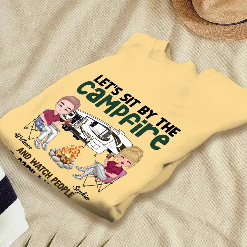 Let's Sit By The Campfire And Watch People Park Their Campers - Personalized Gifts For Couples - Unisex Sweater