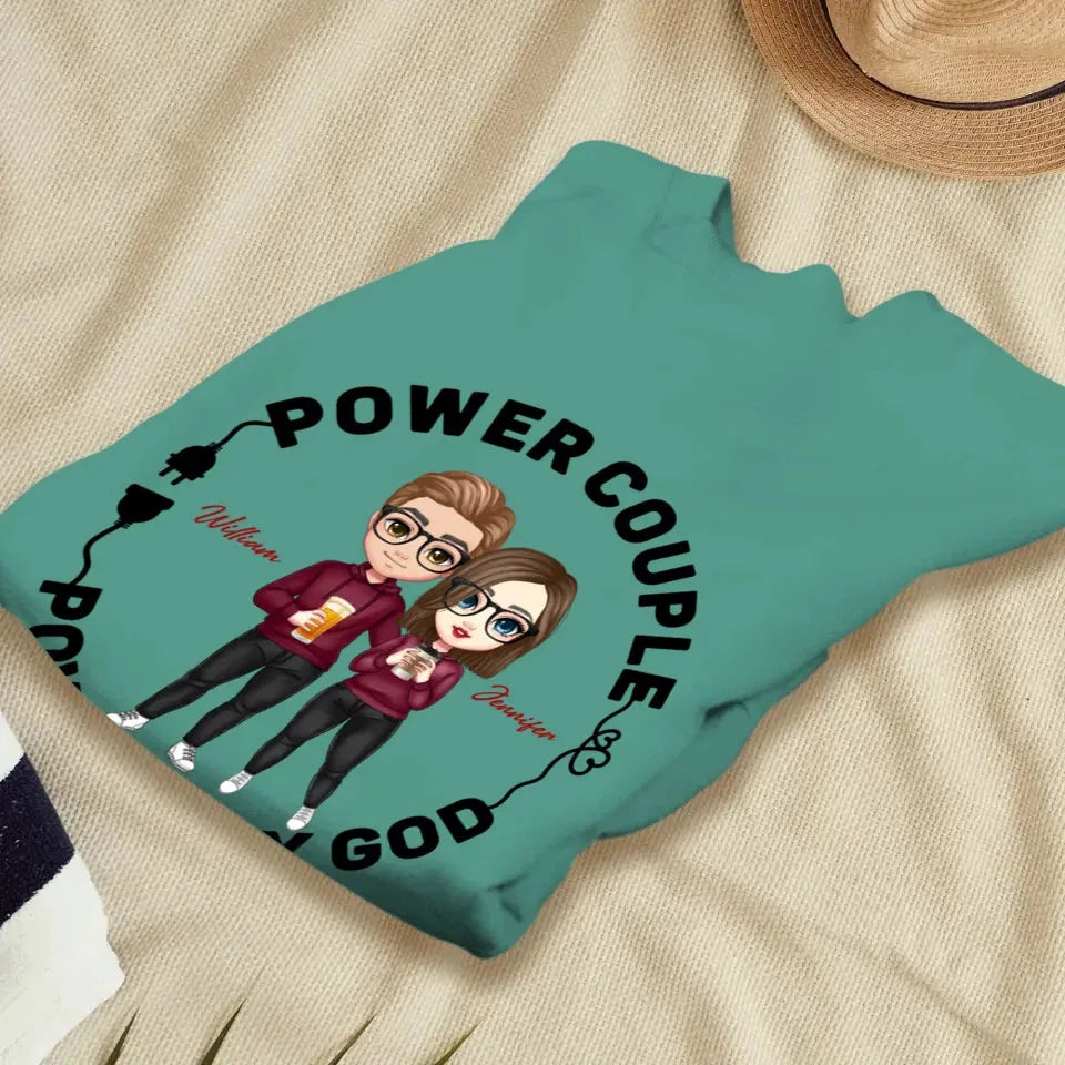 Power Couple. Powered By God - Personalized Gifts For Couples - Unisex Sweater