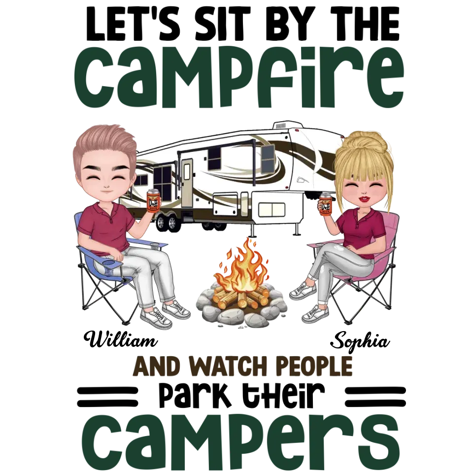 Let's Sit By The Campfire And Watch People Park Their Campers - Personalized Gifts For Couples - Unisex Sweater